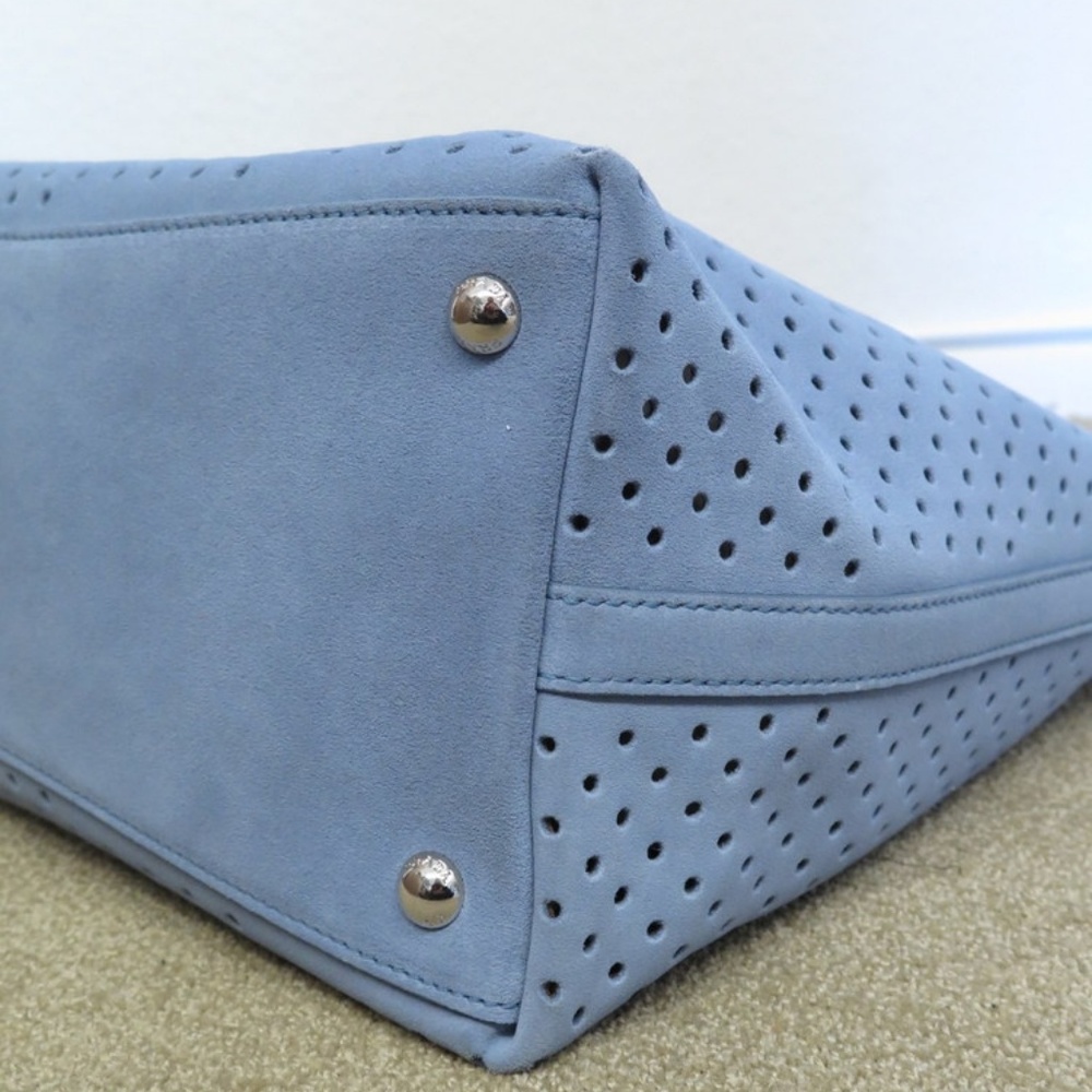 Prada Bag Perforated Suede Large Tote Astral Blue - Picture 4 of 8